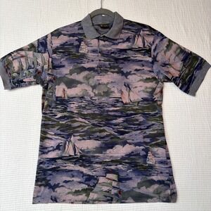 VTG Bobby Jones Men Cotton Golf Polo Shirt S Ship Boat Nautical Made In  Italy